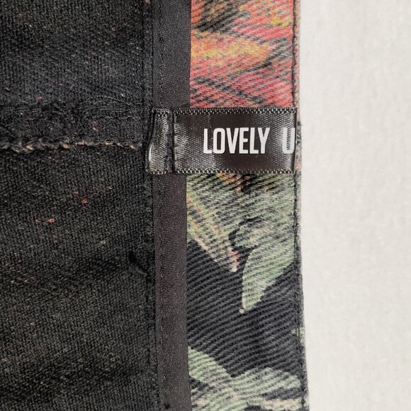 Vintage Lovey U-Dear Floral Midi Skirt Black Sunflower Print Raw Hem Slit Size L - Picture 11 of 14